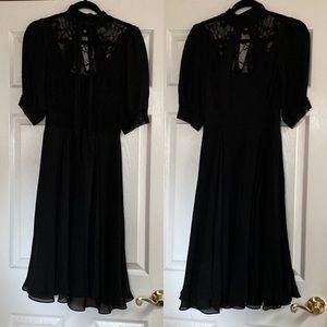 VTG MILLY Of New York Gothic Victorian Black Silk Lace Dress